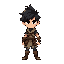 full body sprite of a teenage male warrior, black messy hair, determined expression, octopath traveler hd-2d style