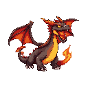 fire dragon, evil, with stone skin and lava