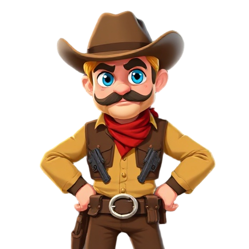 create an image of an old west sheriff; he has golden hair and blue eyes with two pistols on his hip.