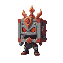 make an 3d cube from genshin impact be red with carmim theme from terraria