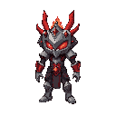 make the hypotesis cube form genshin impact be red with carmim theme from terraria