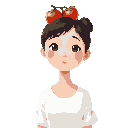  girl with tomato in her head top, korean girl, white clothes, portrait begin at the clavicle