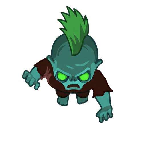 image is a humanoid zombie character, make a very similar unit with same color pallete and add funky hairstyle. 