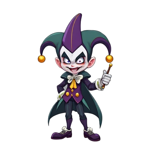 a jester like anime male villan