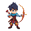create a brightly colored 2d archer character with a mix of manga and cartoon styles. position him facing forward.