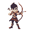 create a brightly colored 2d archer character with a mix of manga and cartoon styles. position him facing forward.