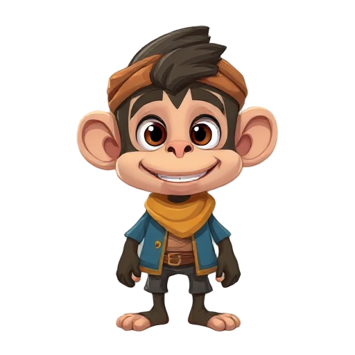 character like guy brush from monkey island, style arabic algerian