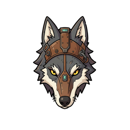 of a zoomorphic wolf top down view in dieselpunk style