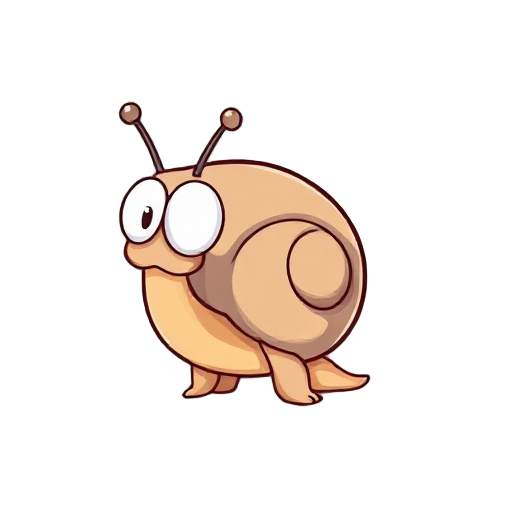 a humanoid snail protagonist, clearly a snail but designed in a stylized, cute indie game art style. the character stands upright on two legs, with a small humanoid body and a smooth snail head, no realistic details. two short antennae, rounded and simple