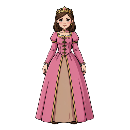 dress her in a pink gown like a medieval noblewoman