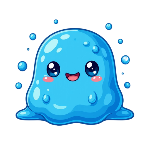 cute blue slime in chibi style