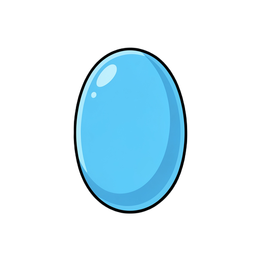 this cute blue slime is oval-shaped and has no excess water droplets.