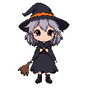 chibi cute witch with messy hair 