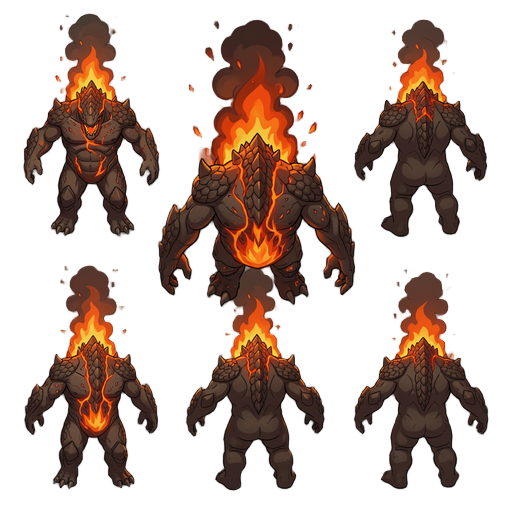 criatura terrestre colossal com uma erupção vulcânica nas costas. suas escamas resistentes e poderes sísmicos tornam drogo imprevisível e devastador., asset 4x3 frente trás, lado e costas