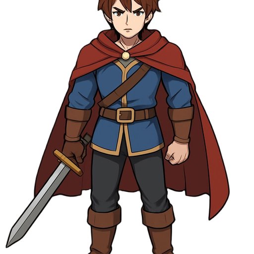 classic jrpg protagonist, mature anime proportions, serious fantasy tone, inspired by isekai anime but original character