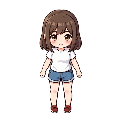 top down rpg angle cute fit anime girl wearing only shirt and shorts