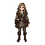 amazing developed art, dark art, castlevania style, 64px character, female, medieval, dark ages, heroine, medium light brown hair, high boots, traveler, travel clothes, travel bag