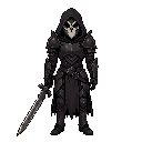 crie um guerreiro estilo holow night ele usa uma mascara de coruja e capuz preto com uma armadura sombria , faca ele bem parecido com o estilo do hollow knight