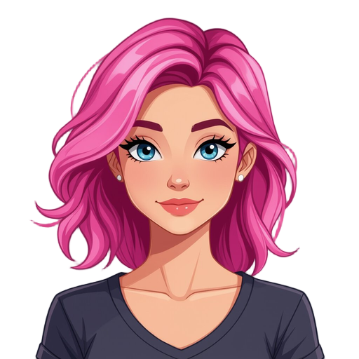 female with pink hair.