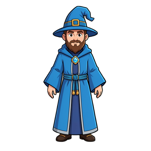 quiero un mago con color principal el azul que se vea bien .