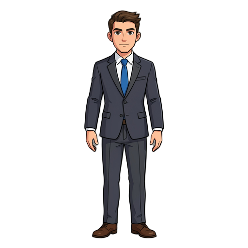 um homem com roupa formal, terno, ou blusa e calça e sapato
