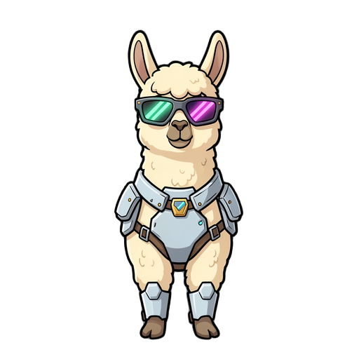 light armored alpaca with laser eye glasses