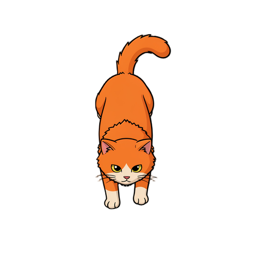 orange furry cat walking with four legs