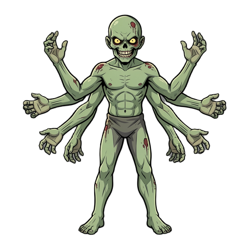 zumbi de 5 braços estilo mangá
