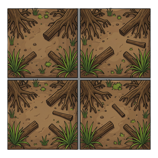 2x2 tileable swamp forest texture (4 squares). seamless mud, mangroves, reeds, logs. no visible seams between tiles.