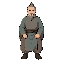 an old ancient chinese man sanding in a serious idle gesture