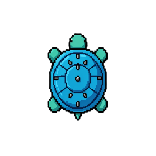 faça uma tartaruga azul com espinho no casco pequeno pixel 