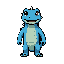 faça um lagarto azul com espinho no casco de frente pequeno pixel 