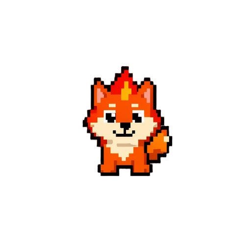 faça um lobo de fogo pequeno pixel 
