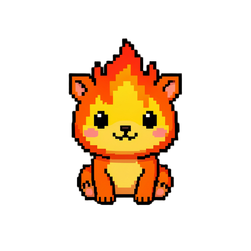 faça um bixo bebê de fogo pixel 
