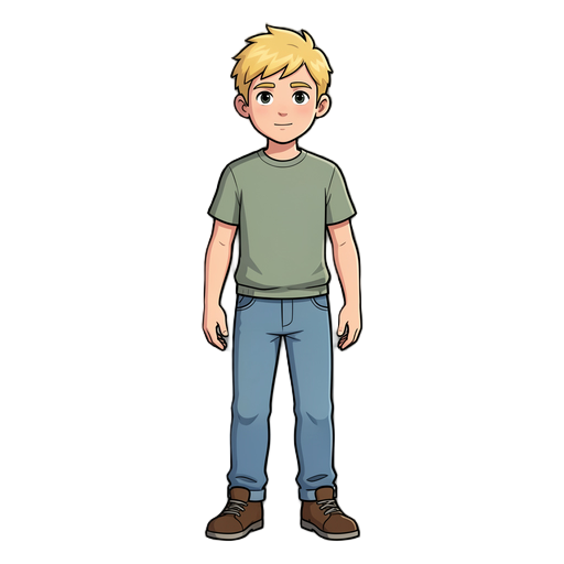 generate sprite for young male characther with blonde hair
