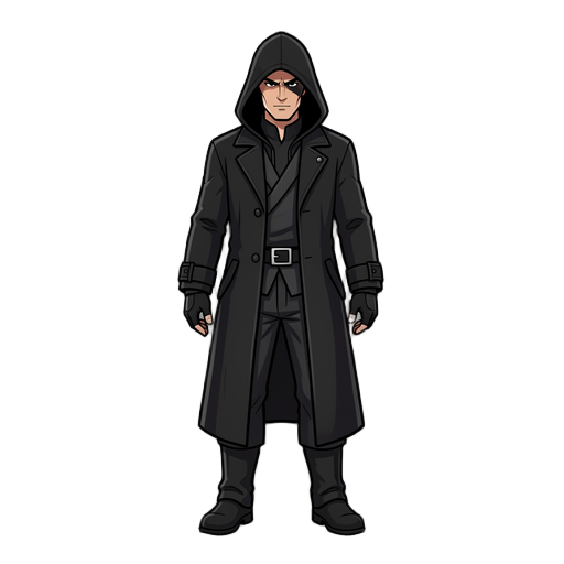 assassin with black coat 