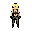 woman with blonde hair, tank top, camo pants and combat boots.