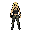 blonde woman wearing tank top, camo pants and combat boots.