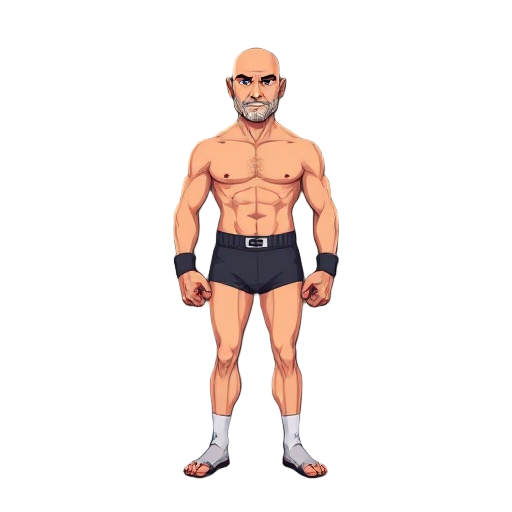 a bald man wearing boxers