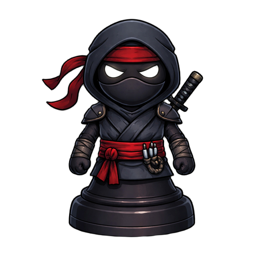 gera uma peça de peão (xadrez) com estilo de um ninja. não pode perder a essência do peão, mas coloca uma skin de ninja nele. o personagem tem q ser um peão
