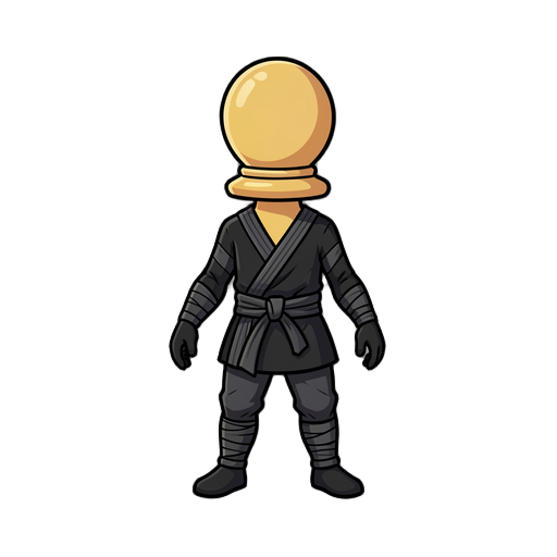  a pawn (chess) piece with a ninja-like style. it shouldn't lose the essence of the pawn, but it should have a ninja skin applied to it.
