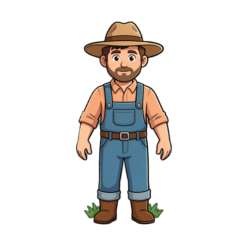 criar um fazendeiro para um game estilo minifazenda com animações andando