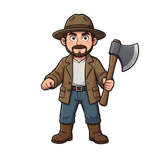 a robber with an axe in his hand