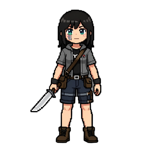 pixel killer girl with knife