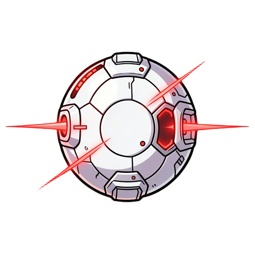 a electronic ball futurist, color white and lasers red's