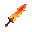 uma espada elemental sem ser torta parecida com uma espada na diagonal grande do fogo, com lâmina em tons de vermelho, laranja e amarelo, aparência incandescente e visual simples no padrão vanilla.
