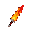 uma espada elemental do fogo, com lâmina em tons de vermelho, laranja e amarelo, aparência incandescente e visual simples no padrão vanilla.