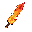 uma espada elemental parecida com uma espada na diagonal grande do fogo, com lâmina em tons de vermelho, laranja e amarelo, aparência incandescente e visual simples no padrão vanilla.