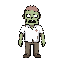 boxy zombie character with worn down white shirt and brain visible 32x48