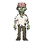 zombie character with worn down white shirt and brain visible 32x48